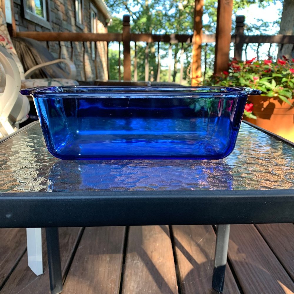 PYREX Vintage Cobalt Blue Loaf Pan 213-r  1.5 Qt - Picture 3 of 9